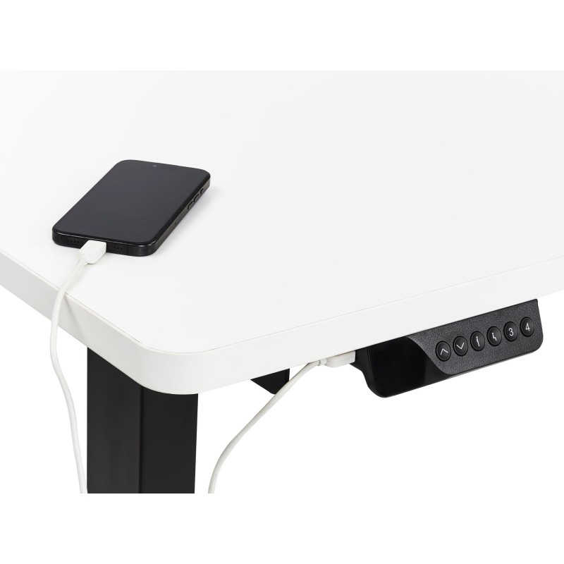 Biurko narożne prawe regulowane elektrycznie 160 x 59 cm czarno-białe DESTINES Biurko narożne prawe regulowane elektrycznie 160 x 59 cm czarno-białe DESTINES