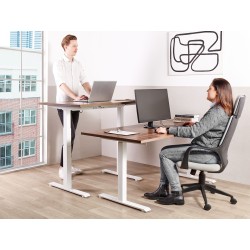Biurko regulowane elektrycznie 180 x 80 cm ciemne drewno z białym DESTINES Biurko regulowane elektrycznie 180 x 80 cm ciemne drewno z białym DESTINES