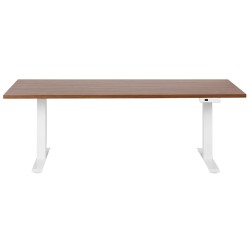 Biurko regulowane elektrycznie 180 x 80 cm ciemne drewno z białym DESTINES Biurko regulowane elektrycznie 180 x 80 cm ciemne drewno z białym DESTINES