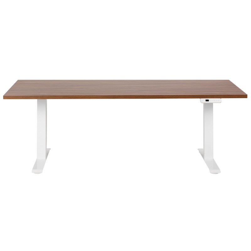 Biurko regulowane elektrycznie 180 x 80 cm ciemne drewno z białym DESTINES Biurko regulowane elektrycznie 180 x 80 cm ciemne drewno z białym DESTINES