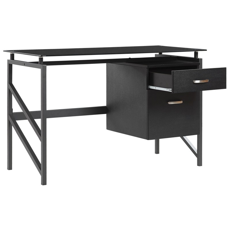 Biurko z szufladami 117 x 57 cm czarne MORITON Biurko z szufladami 117 x 57 cm czarne MORITON