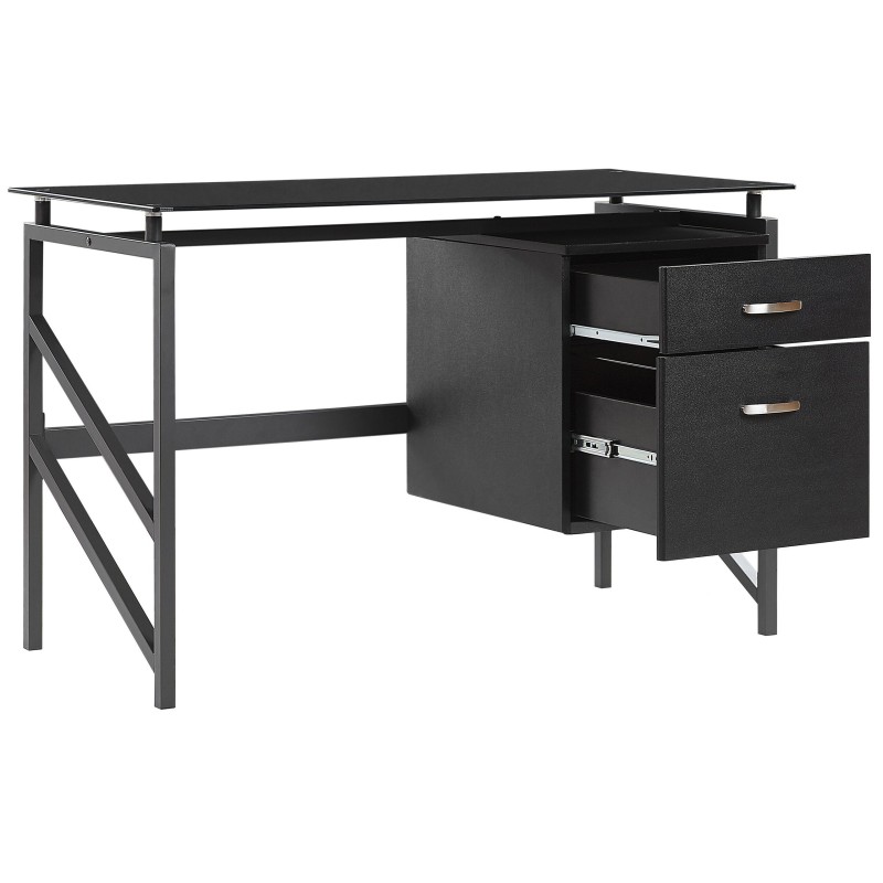 Biurko z szufladami 117 x 57 cm czarne MORITON Biurko z szufladami 117 x 57 cm czarne MORITON