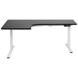 Biurko narożne lewe regulowane elektrycznie 160 x 59 cm biało-czarne DESTINES Biurko narożne lewe regulowane elektrycznie 160 x 59 cm biało-czarne DESTINES