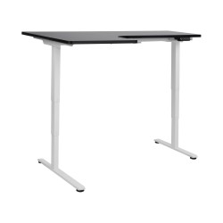 Biurko narożne lewe regulowane elektrycznie 160 x 59 cm biało-czarne DESTINES Biurko narożne lewe regulowane elektrycznie 160 x 59 cm biało-czarne DESTINES