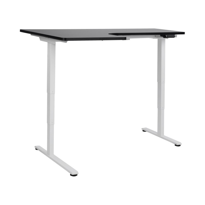 Biurko narożne lewe regulowane elektrycznie 160 x 59 cm biało-czarne DESTINES Biurko narożne lewe regulowane elektrycznie 160 x 59 cm biało-czarne DESTINES