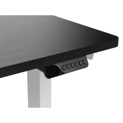 Biurko narożne lewe regulowane elektrycznie 160 x 59 cm biało-czarne DESTINES Biurko narożne lewe regulowane elektrycznie 160 x 59 cm biało-czarne DESTINES