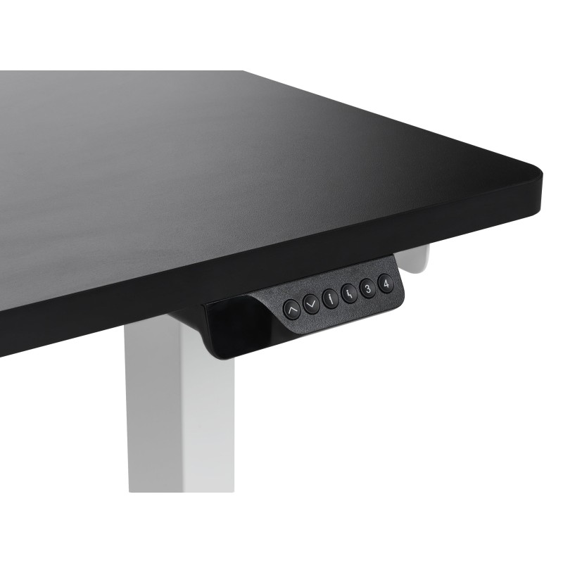 Biurko narożne lewe regulowane elektrycznie 160 x 59 cm biało-czarne DESTINES Biurko narożne lewe regulowane elektrycznie 160 x 59 cm biało-czarne DESTINES