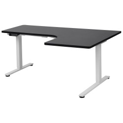 Biurko narożne prawe regulowane elektrycznie 160 x 59 cm biało-czarne DESTINES Biurko narożne prawe regulowane elektrycznie 160 x 59 cm biało-czarne DESTINES