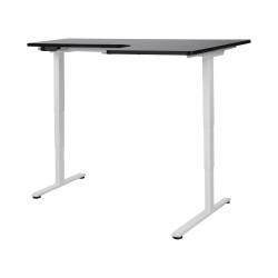 Biurko narożne prawe regulowane elektrycznie 160 x 59 cm biało-czarne DESTINES Biurko narożne prawe regulowane elektrycznie 160 x 59 cm biało-czarne DESTINES