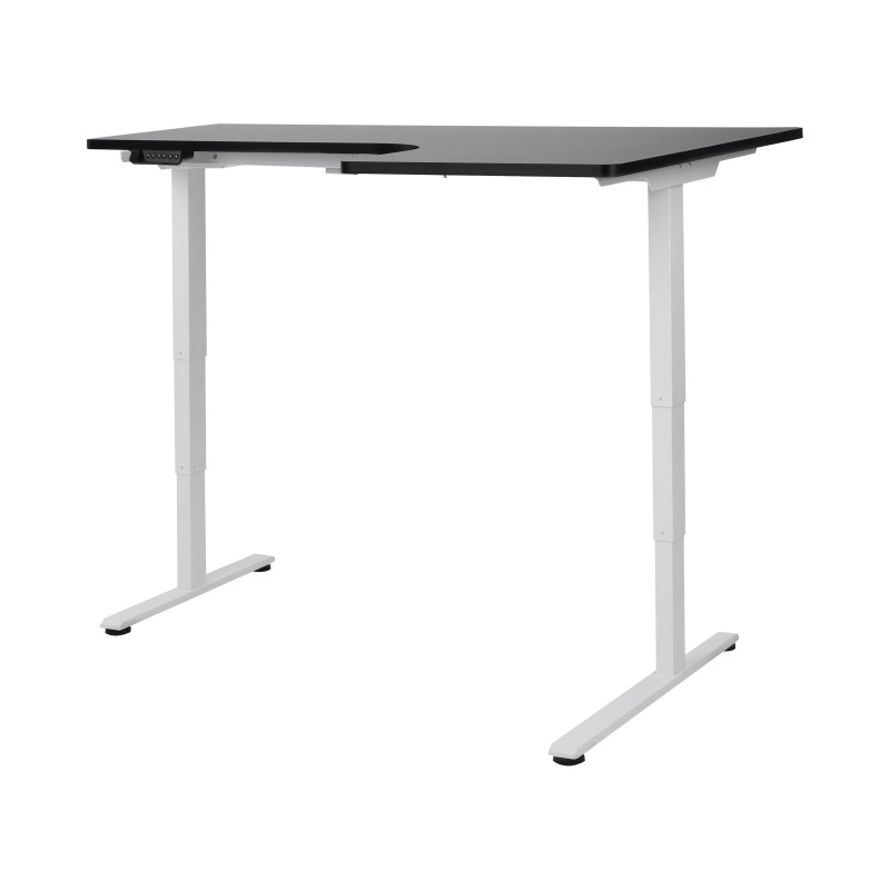 Biurko narożne prawe regulowane elektrycznie 160 x 59 cm biało-czarne DESTINES Biurko narożne prawe regulowane elektrycznie 160 x 59 cm biało-czarne DESTINES