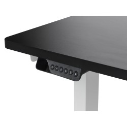 Biurko narożne prawe regulowane elektrycznie 160 x 59 cm biało-czarne DESTINES Biurko narożne prawe regulowane elektrycznie 160 x 59 cm biało-czarne DESTINES