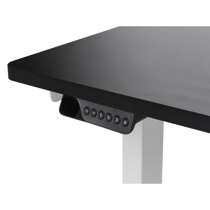 Biurko narożne prawe regulowane elektrycznie 160 x 59 cm biało-czarne DESTINES Biurko narożne prawe regulowane elektrycznie 160 x 59 cm biało-czarne DESTINES