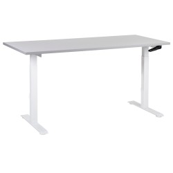 Biurko regulowane manualnie 160 x 72 cm szaro-białe DESTINES Biurko regulowane manualnie 160 x 72 cm szaro-białe DESTINES