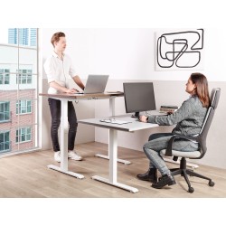 Biurko regulowane manualnie 160 x 72 cm szaro-białe DESTINES Biurko regulowane manualnie 160 x 72 cm szaro-białe DESTINES