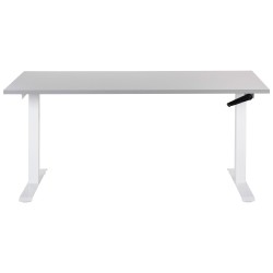 Biurko regulowane manualnie 160 x 72 cm szaro-białe DESTINES Biurko regulowane manualnie 160 x 72 cm szaro-białe DESTINES
