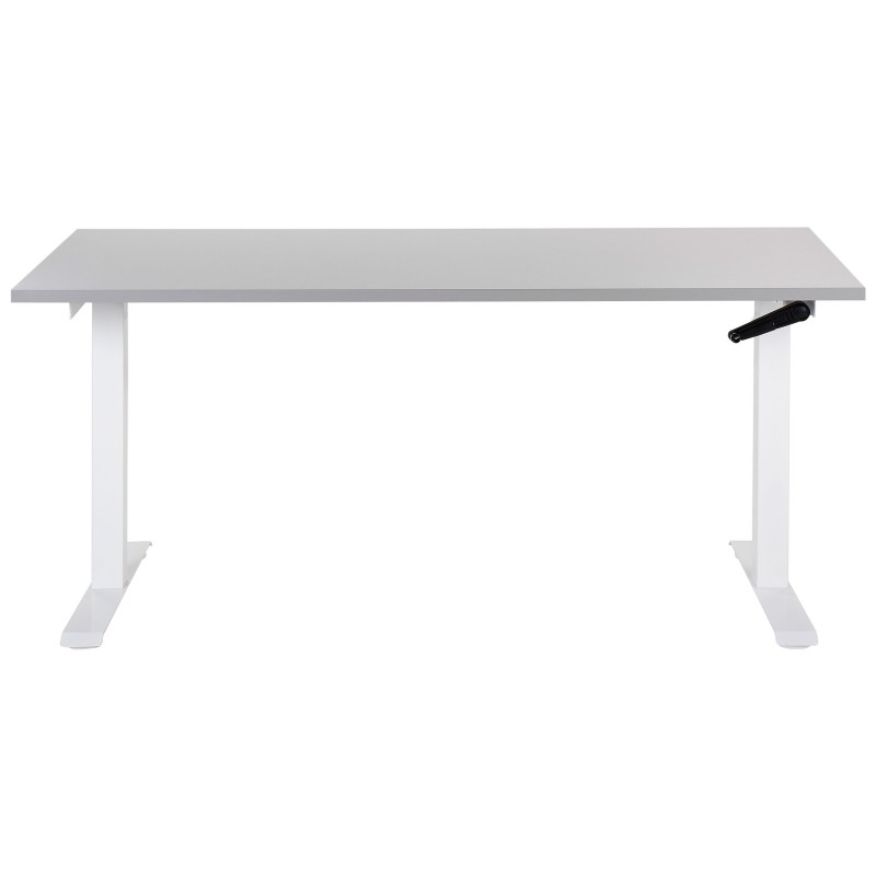 Biurko regulowane manualnie 160 x 72 cm szaro-białe DESTINES Biurko regulowane manualnie 160 x 72 cm szaro-białe DESTINES