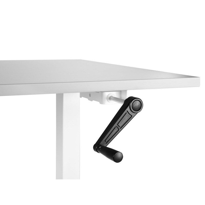 Biurko regulowane manualnie 160 x 72 cm szaro-białe DESTINES Biurko regulowane manualnie 160 x 72 cm szaro-białe DESTINES