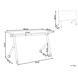 Biurko składane z kółkami 160 x 60 cm jasne drewno z czarny BENDI Biurko składane z kółkami 160 x 60 cm jasne drewno z czarny BENDI