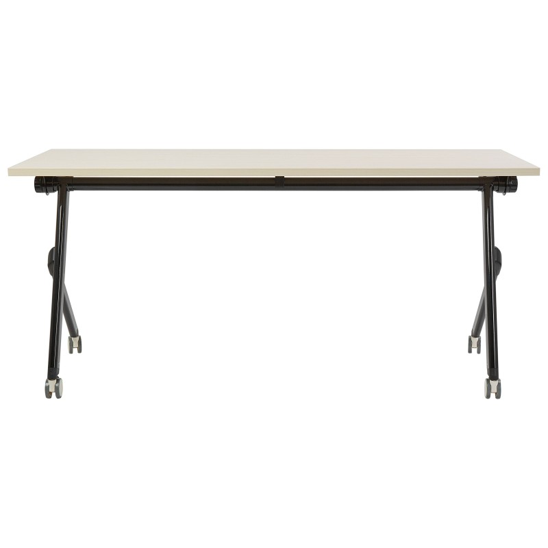 Biurko składane z kółkami 160 x 60 cm jasne drewno z czarny BENDI Biurko składane z kółkami 160 x 60 cm jasne drewno z czarny BENDI