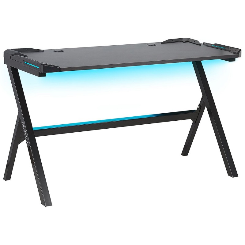 Biurko gamingowe RGB LED 120 x 60 cm czarne DANVERS Biurko gamingowe RGB LED 120 x 60 cm czarne DANVERS