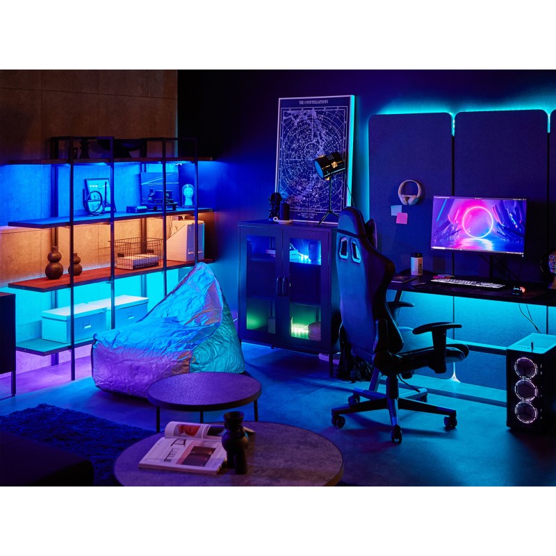 Biurko gamingowe RGB LED 120 x 60 cm czarne DANVERS Biurko gamingowe RGB LED 120 x 60 cm czarne DANVERS