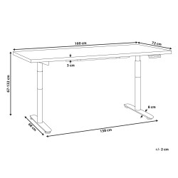 Biurko regulowane elektrycznie 160 x 72 cm czarno-białe DESTINAS Biurko regulowane elektrycznie 160 x 72 cm czarno-białe DESTINAS