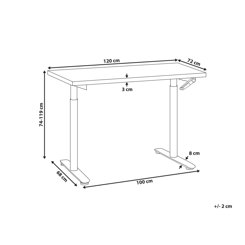 Biurko regulowane manualnie 120 x 72 cm czarne DESTINAS Biurko regulowane manualnie 120 x 72 cm czarne DESTINAS
