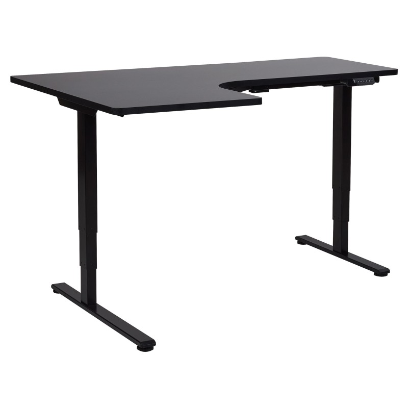 Biurko narożne lewe regulowane elektrycznie 160 x 59 cm czarne DESTINES Biurko narożne lewe regulowane elektrycznie 160 x 59 cm czarne DESTINES