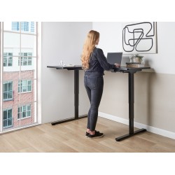 Biurko narożne lewe regulowane elektrycznie 160 x 59 cm czarne DESTINES Biurko narożne lewe regulowane elektrycznie 160 x 59 cm czarne DESTINES