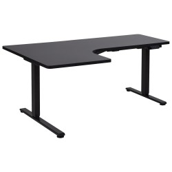 Biurko narożne lewe regulowane elektrycznie 160 x 59 cm czarne DESTINES Biurko narożne lewe regulowane elektrycznie 160 x 59 cm czarne DESTINES