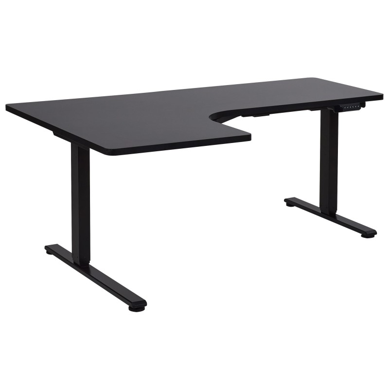 Biurko narożne lewe regulowane elektrycznie 160 x 59 cm czarne DESTINES Biurko narożne lewe regulowane elektrycznie 160 x 59 cm czarne DESTINES