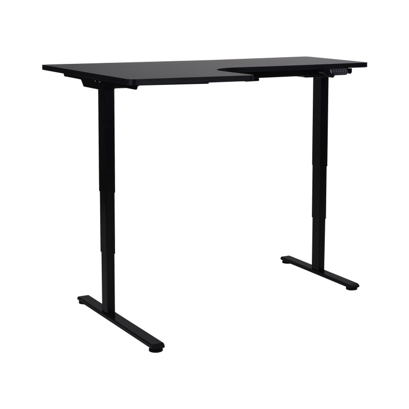 Biurko narożne lewe regulowane elektrycznie 160 x 59 cm czarne DESTINES Biurko narożne lewe regulowane elektrycznie 160 x 59 cm czarne DESTINES