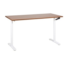 Biurko regulowane manualnie 160 x 72 cm ciemne drewno z białym DESTINAS