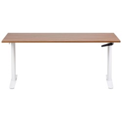 Biurko regulowane manualnie 160 x 72 cm ciemne drewno z białym DESTINAS Biurko regulowane manualnie 160 x 72 cm ciemne drewno z białym DESTINAS