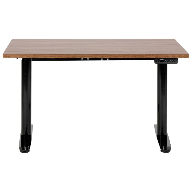 Biurko regulowane elektrycznie 120 x 72 cm ciemne drewno z czarnym DESTINAS Biurko regulowane elektrycznie 120 x 72 cm ciemne drewno z czarnym DESTINAS