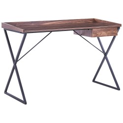 Biurko z szufladą 120 x 54 cm ciemne drewno z czarnym NOXON Biurko z szufladą 120 x 54 cm ciemne drewno z czarnym NOXON
