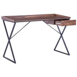 Biurko z szufladą 120 x 54 cm ciemne drewno z czarnym NOXON Biurko z szufladą 120 x 54 cm ciemne drewno z czarnym NOXON