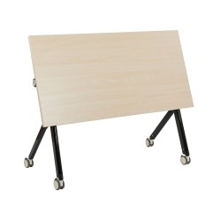 Biurko składane z kółkami 120 x 60 cm jasne drewno z czarnym BENDI Biurko składane z kółkami 120 x 60 cm jasne drewno z czarnym BENDI
