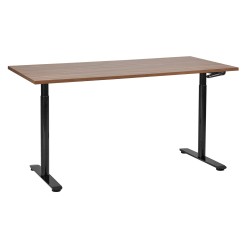 Biurko regulowane manualnie 160 x 72 cm ciemne drewno z czarnym DESTINAS