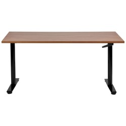 Biurko regulowane manualnie 160 x 72 cm ciemne drewno z czarnym DESTINAS Biurko regulowane manualnie 160 x 72 cm ciemne drewno z czarnym DESTINAS