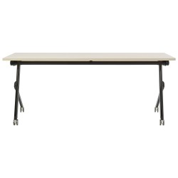 Biurko składane z kółkami 180 x 60 cm jasne drewno z czarnym BENDI Biurko składane z kółkami 180 x 60 cm jasne drewno z czarnym BENDI