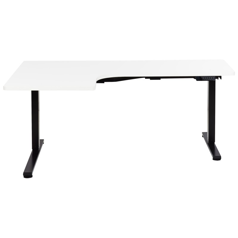 Biurko narożne lewe regulowane elektrycznie 160 x 59 cm czarno-białe DESTINES Biurko narożne lewe regulowane elektrycznie 160 x 59 cm czarno-białe DESTINES