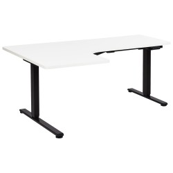 Biurko narożne lewe regulowane elektrycznie 160 x 59 cm czarno-białe DESTINES Biurko narożne lewe regulowane elektrycznie 160 x 59 cm czarno-białe DESTINES