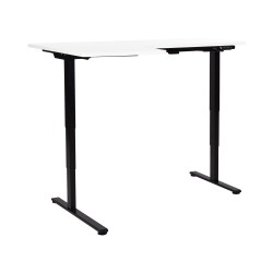 Biurko narożne lewe regulowane elektrycznie 160 x 59 cm czarno-białe DESTINES Biurko narożne lewe regulowane elektrycznie 160 x 59 cm czarno-białe DESTINES