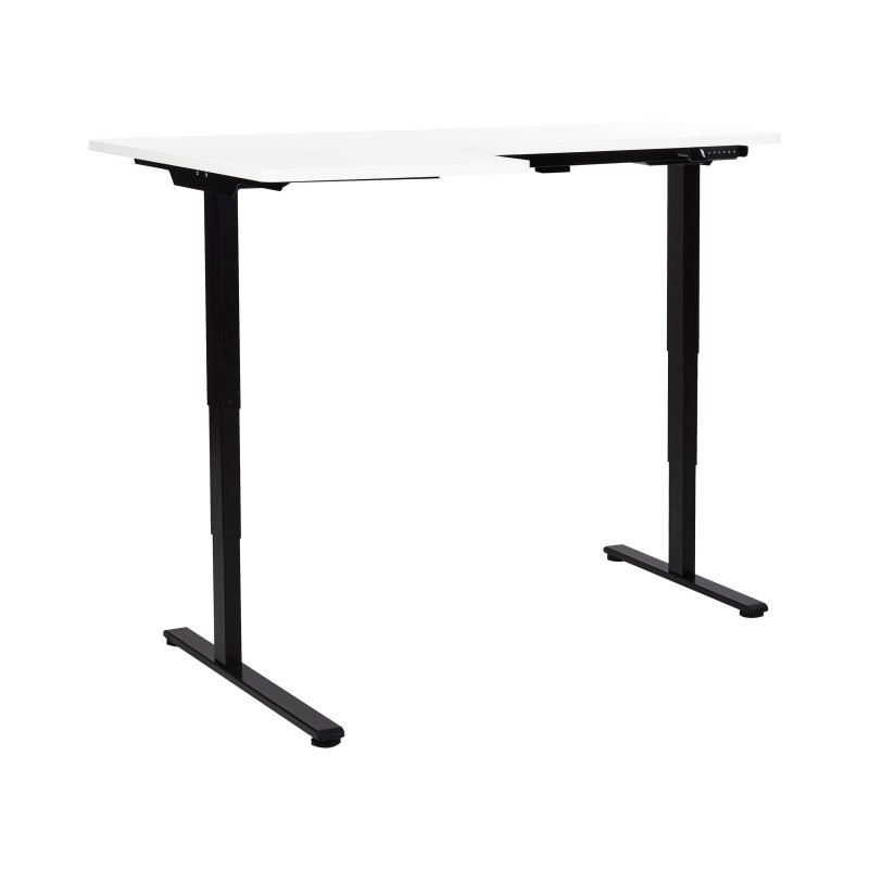 Biurko narożne lewe regulowane elektrycznie 160 x 59 cm czarno-białe DESTINES Biurko narożne lewe regulowane elektrycznie 160 x 59 cm czarno-białe DESTINES