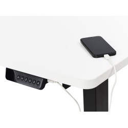 Biurko narożne lewe regulowane elektrycznie 160 x 59 cm czarno-białe DESTINES Biurko narożne lewe regulowane elektrycznie 160 x 59 cm czarno-białe DESTINES