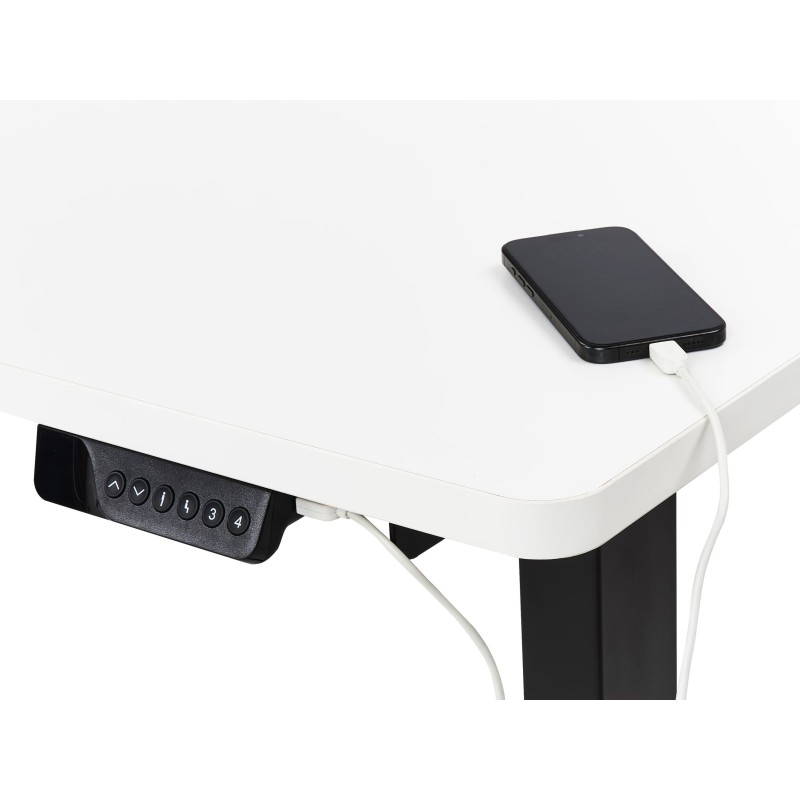 Biurko narożne lewe regulowane elektrycznie 160 x 59 cm czarno-białe DESTINES Biurko narożne lewe regulowane elektrycznie 160 x 59 cm czarno-białe DESTINES