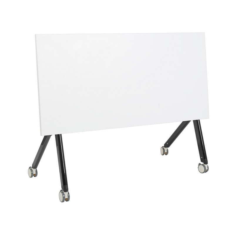 Biurko składane z kółkami 120 x 60 cm białe z czarnym BENDI Biurko składane z kółkami 120 x 60 cm białe z czarnym BENDI