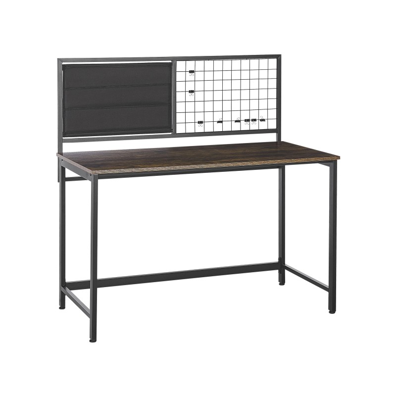 Biurko 118 x 60 cm ciemne drewno z czarnym VINCE Biurko 118 x 60 cm ciemne drewno z czarnym VINCE
