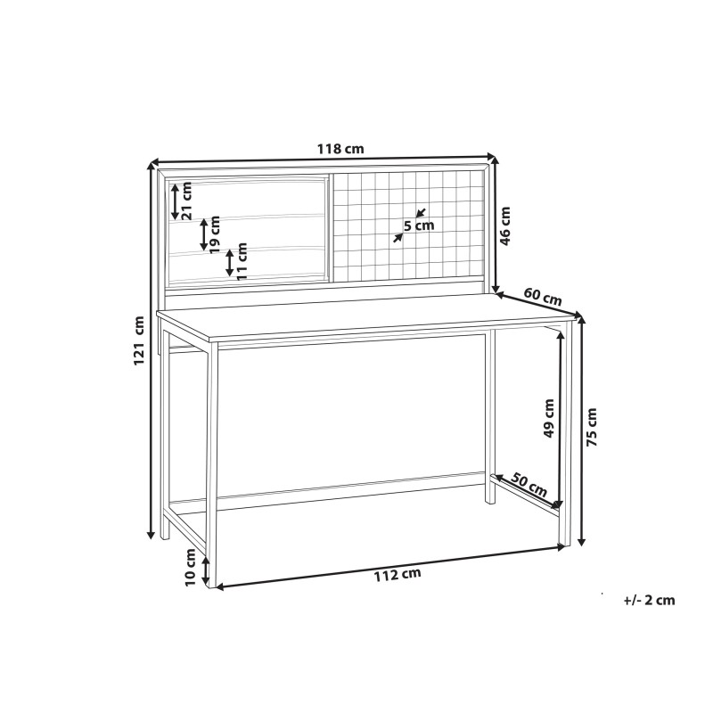 Biurko 118 x 60 cm ciemne drewno z czarnym VINCE Biurko 118 x 60 cm ciemne drewno z czarnym VINCE